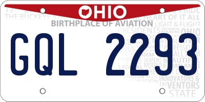 OH license plate GQL2293