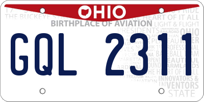 OH license plate GQL2311