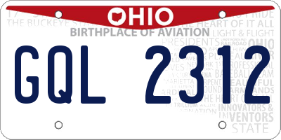 OH license plate GQL2312