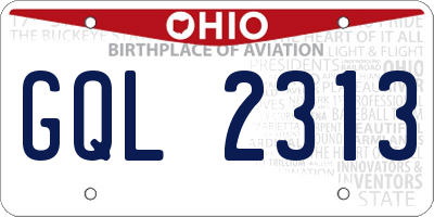 OH license plate GQL2313