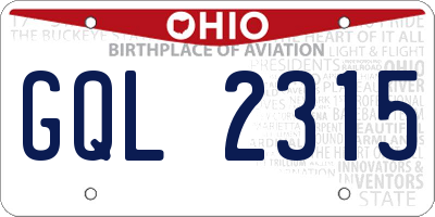 OH license plate GQL2315