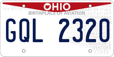 OH license plate GQL2320