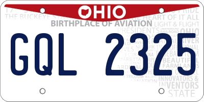 OH license plate GQL2325