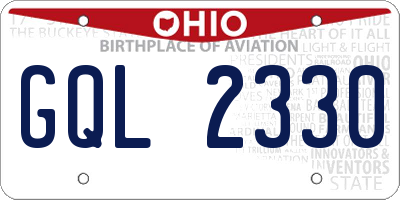 OH license plate GQL2330