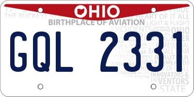 OH license plate GQL2331