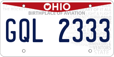 OH license plate GQL2333