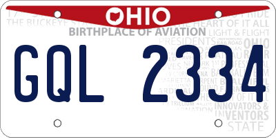 OH license plate GQL2334