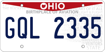 OH license plate GQL2335