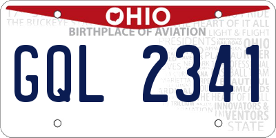 OH license plate GQL2341