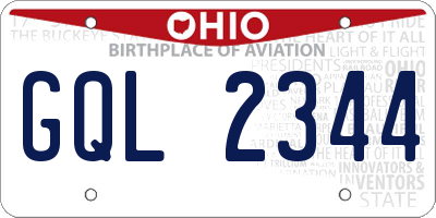 OH license plate GQL2344