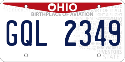 OH license plate GQL2349