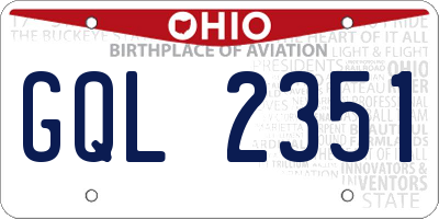 OH license plate GQL2351