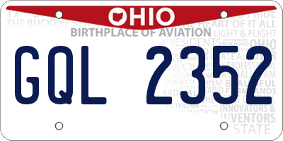 OH license plate GQL2352