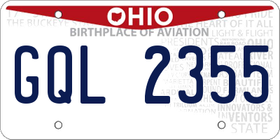 OH license plate GQL2355