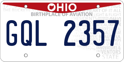 OH license plate GQL2357