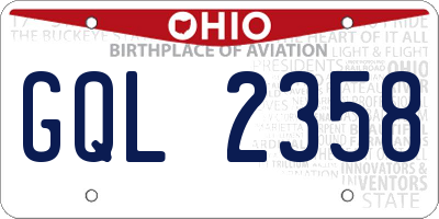 OH license plate GQL2358