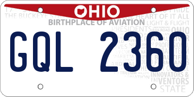OH license plate GQL2360