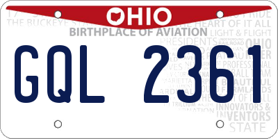 OH license plate GQL2361