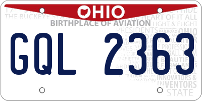 OH license plate GQL2363