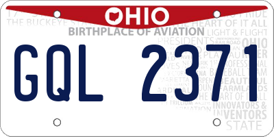 OH license plate GQL2371