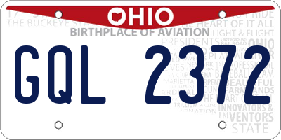 OH license plate GQL2372