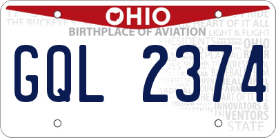 OH license plate GQL2374
