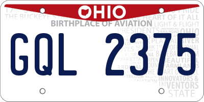 OH license plate GQL2375