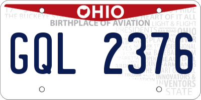 OH license plate GQL2376