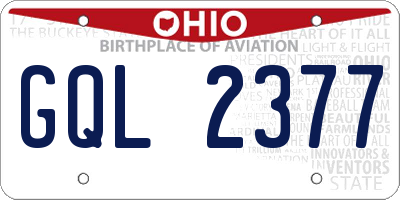 OH license plate GQL2377