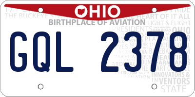 OH license plate GQL2378