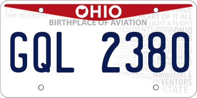 OH license plate GQL2380