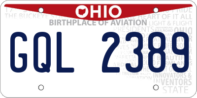OH license plate GQL2389
