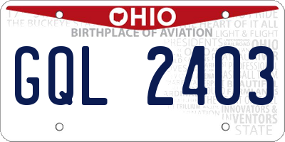 OH license plate GQL2403
