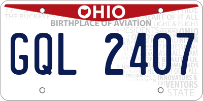 OH license plate GQL2407
