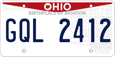 OH license plate GQL2412