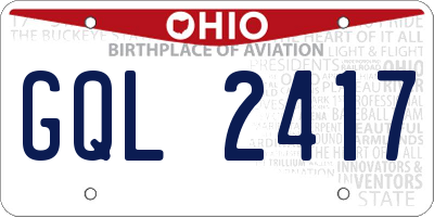 OH license plate GQL2417