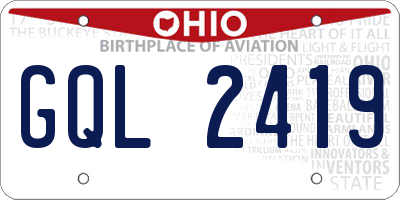 OH license plate GQL2419