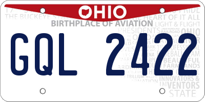 OH license plate GQL2422