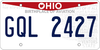 OH license plate GQL2427