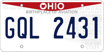 OH license plate GQL2431