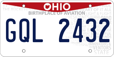 OH license plate GQL2432