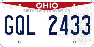 OH license plate GQL2433