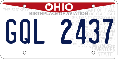 OH license plate GQL2437