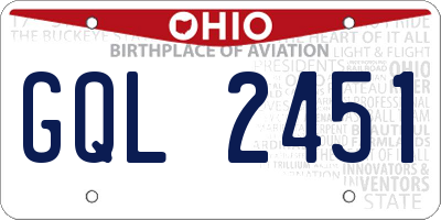 OH license plate GQL2451