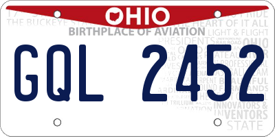 OH license plate GQL2452