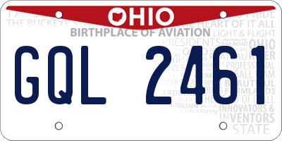 OH license plate GQL2461