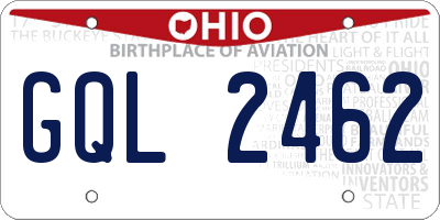 OH license plate GQL2462