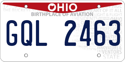 OH license plate GQL2463
