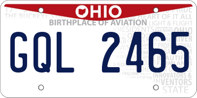 OH license plate GQL2465