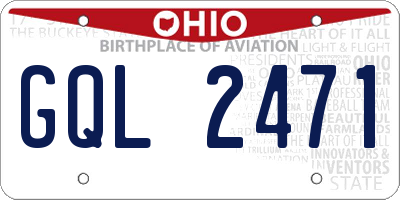 OH license plate GQL2471